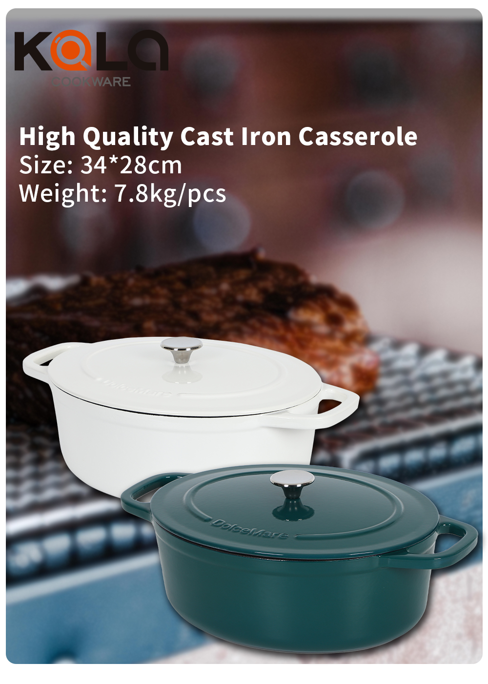 34*28cm 7.5L cast iron pot