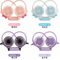 Ventilador de Cuello Eléctrico Deportivo para Exteriores, Ventilador Portátil USB Recargable, Mini Ventilador de 4 Aspas con Control de Botones, Caja de Regalo en Inglés