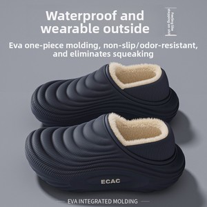 Pantofole Invernali Impermeabili in EVA per <span class=keywords><strong>Donna</strong></span>, Nuovo Arrivo, Suola Spessa, Foderate in Pile, <span class=keywords><strong>Antiscivolo</strong></span>, per Esterni, con Suola Morbida, anche per Uomo - Product Image 3