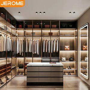 Fabbrica personalizzare il nuovo Design stile italiano guardaroba guardaroba armadio in metallo cornice di vetro porta con cabina armadio - Product Image 2