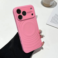 Nouvelle coque de téléphone magnétique en silicone ondulé simple et luxueuse pour iPhone 17 Pro Max 16 15 14 13 avec grande fenêtre de protection arrière