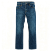 Celana Jeans Pria Katun Spandex Flex Regular Fit Lima Kantong Denim Klasik Serbaguna Kasual