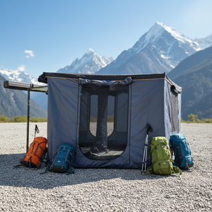 Auvent latéral de voiture Premium 180 degrés avec éclairage LED, tailles 2m et 2.5m, pour SUV 4x4 tout-terrain, camping, tente de toit à ouverture rapide, une chambre - Product Image 2