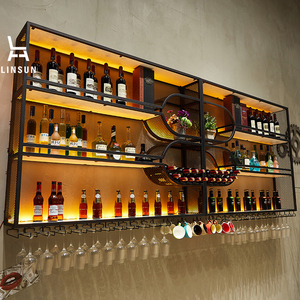 Estante de metal invertido para botellas de vino Iron Art Highball, estante colgante para botellas de vino y mueble de barra para almacenamiento en restaurantes, mobiliario de bar. - Product Image 4
