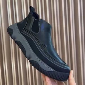 M015 New Spring Men's Handmade Casual Leather Shoes <b>Retro</b> Large Toe, Slip-on Thick-soled Breathable Trendy Men's Leather Shoes - Product Image 2