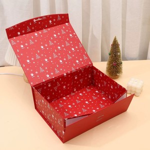 EVERWIN Christmas <b>Gift</b> Boxes With Ribbon Red Green Patterned Rigid Paperboard Folding Packaging <b>Box</b> For Holiday Festive <b>Presents</b> - Product Image 4