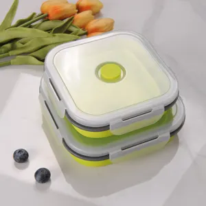 Boîte à lunch en silicone pliable de voyage portable récipient de stockage de nourriture rond pour adolescents pour la conservation de la fraîcheur