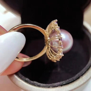 Anneau en argent S925, accessoire de fabrication de bijoux, support pour perles rondes de 5 à 7 mm, incrustation de diamants taillés, incrustation de perles porte-bonheur 10467 - Product Image 4