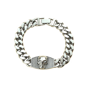 <span class=keywords><strong>Bracelet</strong></span> gourmette cubaine tête de mort en acier inoxydable avec strass carrés pour hommes et femmes, bijoux de luxe tendance, <span class=keywords><strong>Bracelet</strong></span> <span class=keywords><strong>Homme</strong></span> - Product Image 5