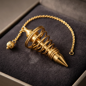 Supplier of Natural Gold Plated Big Spiral Pendulums with Chakra Color and 70mm Size Crystals & Agate Stone for Sale - Product Image 3