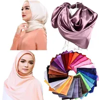 Syal Satin Kotak Hijab, Selendang Jilbab Sutra 90*90 Kerudung Persegi Polyester Dapat Disesuaikan