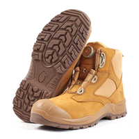 Bottes de travail montantes OEM direct usine, à laçage rotatif, embout et plaque anti-perforation en acier, semelle PU+PU, en cuir nubuck, pour l'exploitation minière