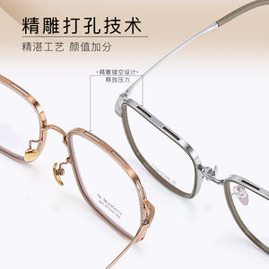 Monturas de Gafas Rectangulares de Titanio Puro de Shenzhen, Combinación de Pegamento Dorado 960, Montura Completa Ligera, Lentes de Resina Unisex - Product Image 2