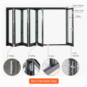 現代住宅の省エネのための強化ガラスを使用した頑丈な二枚折れスライドドア スライド折りたたみドア - Product Image 2