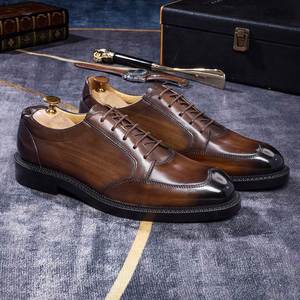 Best-Selling Men's Business Wedding Shoes Stylish Classic <b>Small</b> Design Lace-Up Oxford Handcrafted Genuine Leather Autumn - Product Image 5