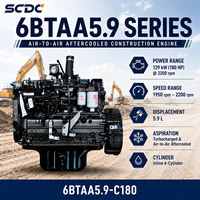 Moteur diesel robuste SCDC 6BTAA5.9-C180 180 CV 2200 tr/min à 6 cylindres en ligne turbocompressé pour chargeuses, excavatrices et engins routiers