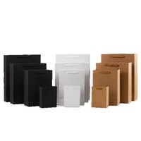 Sac cadeau en papier noir mat de luxe avec logo personnalisé KAKA, carton haute densité, emballage pour vêtements et vin avec poignée en corde