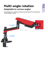 Suministro directo de fábrica Soporte de monitor de juego RGB ajustable Se adapta al brazo de escritorio de pantalla única de 17-42 pulgadas con carga de 13kg