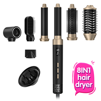 Sèche-Cheveux Professionnel 8 en 1 Ionique Coiffant Anti-Frisottis Bouclant Auto-Rotatif avec Moteur BLDC