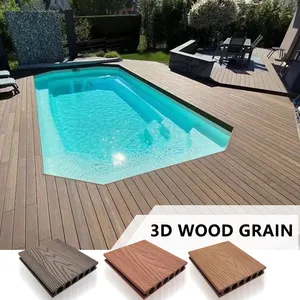 Haute qualité extérieur creux trou rond wpc 140mm Composite planche de terrasse bois plastique composite 25mm piscine extérieure plancher de terrasse