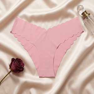 Culottes string sans couture pour femmes, bord ondulé festonné, en soie glacée, invisibles, taille basse, confortables, pour le sport et le yoga, OEM ODM - Product Image 3