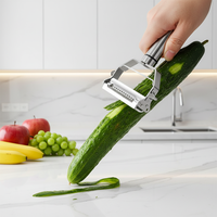 304 roestvrij staal dubbelzijdig schilmes 3-in-1 fruit- en groenteschiller met twee handgrepen, multifunctionele schilmes