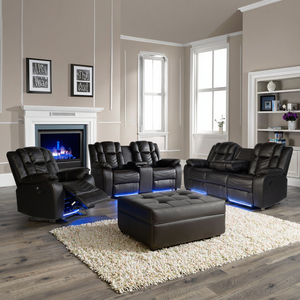 Electric Recliner <b>Sofa</b> Set Faux Leather Power Reclining With LED Lights Contemporary Living Room Furniture - Product Image 5
