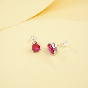 Pendientes de rubíes de laboratorio con corte de pera, joyería de plata de ley 925 - Product Image 3