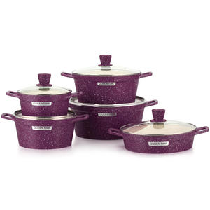Chất lượng cao bền 10-Piece không dính nhôm <span class=keywords><strong>Cookware</strong></span> <span class=keywords><strong>Set</strong></span> với Granite đá cẩm thạch lớp phủ lò an toàn & cảm ứng sẵn sàng - Product Image 3