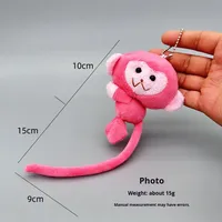 En gros, Pendentif porte-clés singe en peluche mignon super doux à longue queue, lavable, anti-stress, en coton PP
