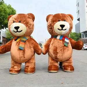 高品质舞蹈广告充气北极熊服装，巨型充气巨型毛绒熊商场促销广告