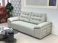 Ensemble de canapé et ottoman en cuir véritable moderne rembourré pour salon, hôtel, appartement, salle de séjour, usage commercial