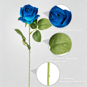 <span class=keywords><strong>Rosas</strong></span> de Seda de Terciopelo Hechas a Mano Baratas de Fábrica LUYI-Honghua, <span class=keywords><strong>Rosas</strong></span> Azules Polvorientas <span class=keywords><strong>con</strong></span> Tallo para Graduación y Día de la Madre - Product Image 2