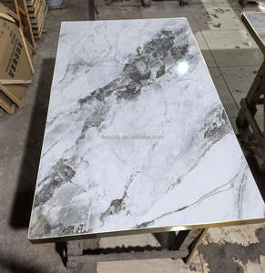 Dalles de pierre frittée de résistance à la chaleur de 12mm pour meubles de table Chine 6mm dessus de table à manger de café Beige Carrara bureau coloré - Product Image 2