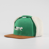 BSCI gorra Snapback de invierno con orejeras de 6 paneles estructurados personalizados al por mayor, gorra Snapback ajustada de gamuza con logotipo bordado 3D de alta calidad