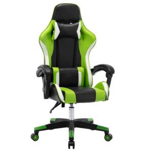 Kursi Putar Balap Tradisional Kulit Sintetis Ergonomis untuk Gamer dengan Mekanisme Multi-Fungsi Sandaran Kepala Bantal Lumbar - Product Image 5