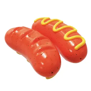 Venda quente TPR Hot Dog Pet Chew Toy Squeaky Dog Brinquedos Bonitos Brinquedos Interativos Dog