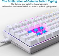 E-yooso 60% clavier blanc compact à échange à chaud 2.4G BT sans fil filaire rvb rétro-éclairé clavier mécanique de jeu