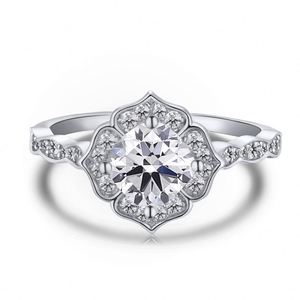 Bague de fiançailles solitaire Dylam Luxury Cz 5A, pierre principale en diamant, argent sterling 925, trèfle à quatre feuilles, bague de mariage pour femmes - Product Image 1