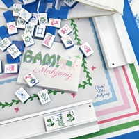 Nouvelles Tuiles de Mahjong Américain en Acrylique Gravées au Laser Thème Chiot Bleu 2026, Style Lignage Double Couche, Boîte en Carton pour 4 Joueurs