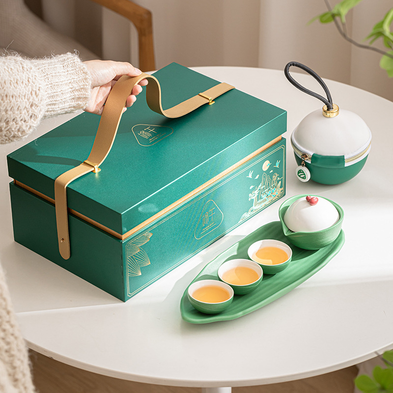 Chinese Dragon Boat Festival Portable Tea Set for Travel