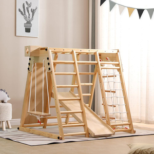 Children's <strong>Slide</strong> Indoor Solid Wood <strong>Baby</strong> Climbing Frame <strong>Swing</strong> Combination Home Kindergarten Small Naughty Castle Paradise - Product Image 2
