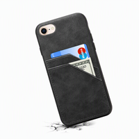 Étui de téléphone en cuir PU rétro de luxe en gros pour iPhone 11-18, coque arrière vintage avec porte-cartes double