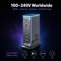 Chargeur rapide USB-C PD 3.0 GaN 660W à 8 ports avec ports 6C2A pour ordinateur portable/iPad, adaptateur de bureau électrique
