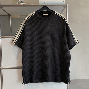 T-shirt manches courtes gaufré ensembles de shorts sport costume décontracté hommes tenue d'été - Product Image 5