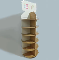 Présentoir de boissons rotatif à 360 ° personnalisé, support en bois à plusieurs niveaux avec roulettes pour supermarché de détail
