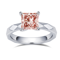 Messi Gems MSR-2226 Pt950 Platin 2ct Princess Cut Labor-Gezüchteter Rosa Diamant Solitär-Ring Damen Verlobungsring
