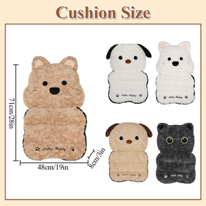 Coussin de siège de bureau en peluche marron doux avec oreilles de chien Kawaii pour décoration de salle de jeux, antidérapant, soutien lombaire confortable et rembourré pour chaise de bureau - Product Image 2