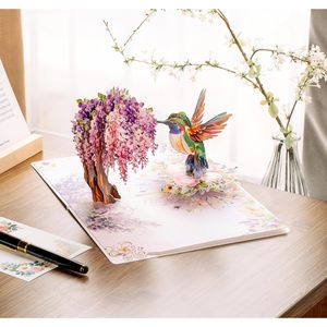 Basket 3D Pop-Up Greeting Card Mother's Day Gift 4 Color Paper Die Cutting Printing Rectangle <b>Matte</b> <b>Varnishing</b> - Product Image 3