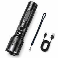 Lampe torche LED puissante rechargeable pour le camping avec batterie de 1800 mAh, lumière zoomable pour les activités de plein air